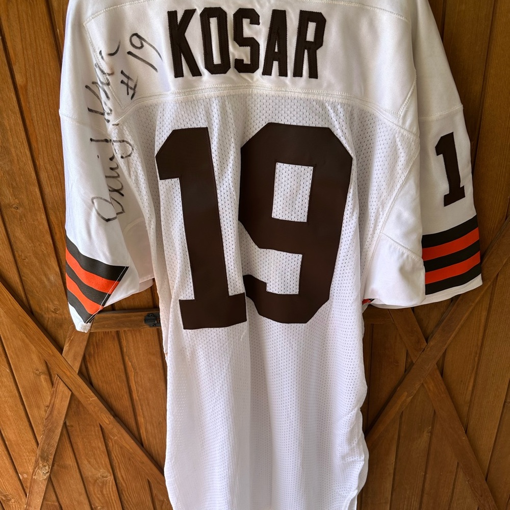 NFL White and Brown Jersey Kosar Signed